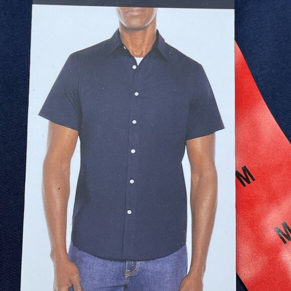 Gap Mens Navy Short Sleeve Poplin Shirt Size M Classic Fit a0706 - Picture 1 of 8